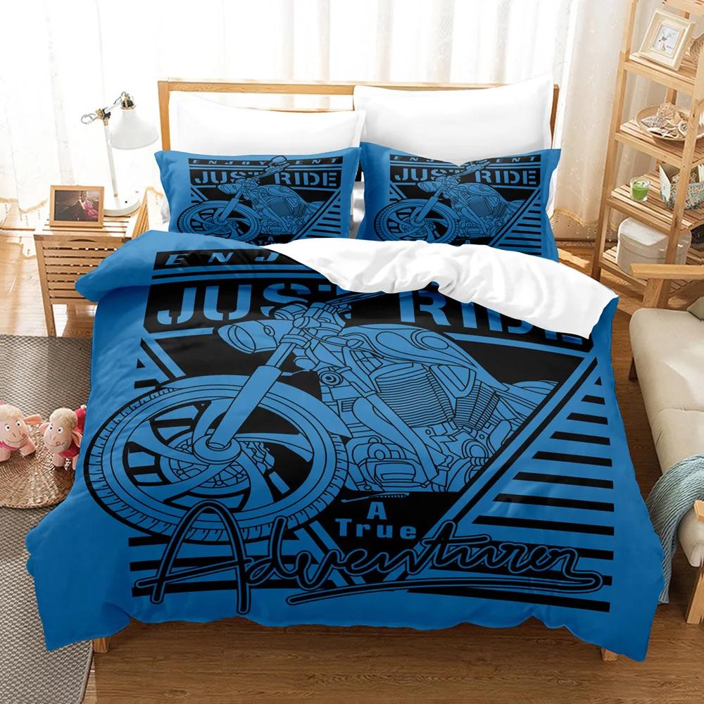 Motorcycle Duvet Cover Dirt Bike Extreme Sports Theme Motocross Racer King Queen Size for Boy Girl Adult for Bedroom Decoration