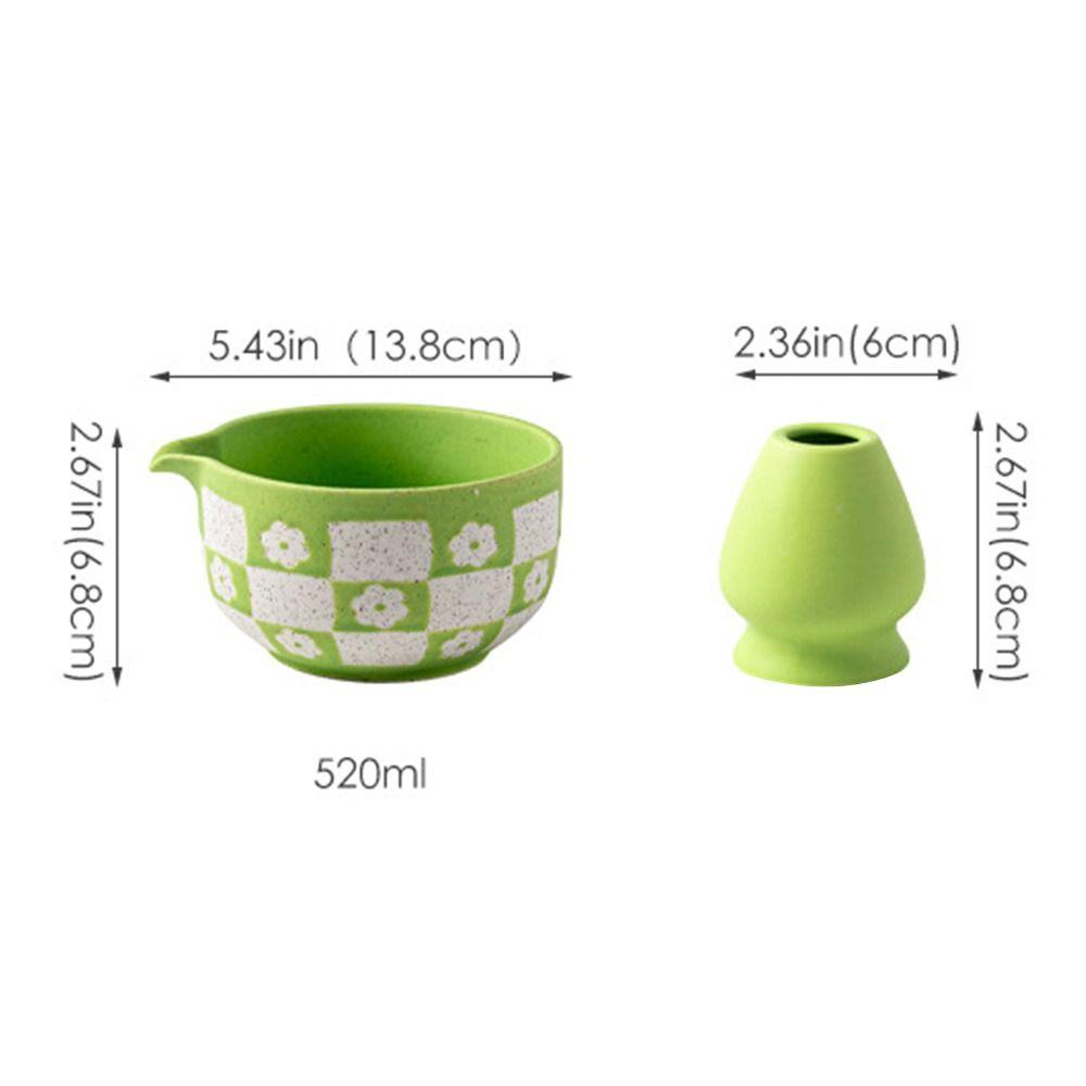 Checkered Sakura Pattern Matcha Whisk Stand Ceramic Green Tea Maker Cup for Tea Set Accessories