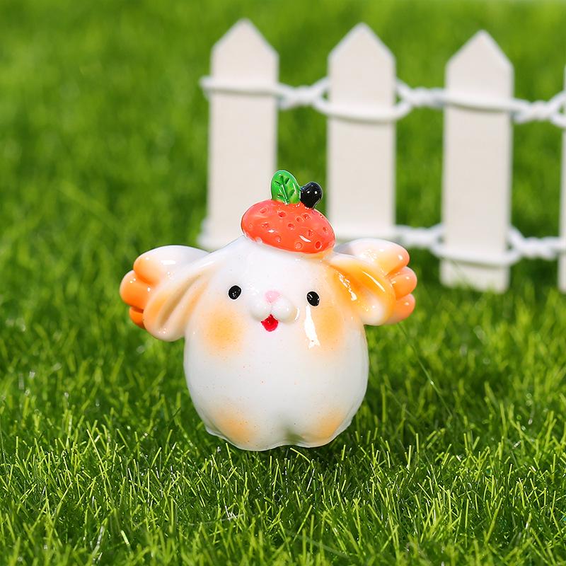 Little Flying Rabbit Resin Ornament - Cute Animal Micro Landscape Accessory for Garden Plants