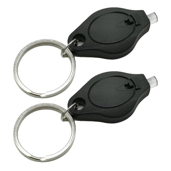 2Pcs Mini LED Flashlights with Key Ring Compact Size Portable Battery Powered Outdoor Camping Bright Tiny Light Emergency Lamps
