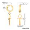 Orecchini a Cerchio Huggies con Croce Ankh per Uomo Donna, Orecchino Piercing Impermeabile in Acciaio Inossidabile, Gioiello Regalo con Croce Egizia
