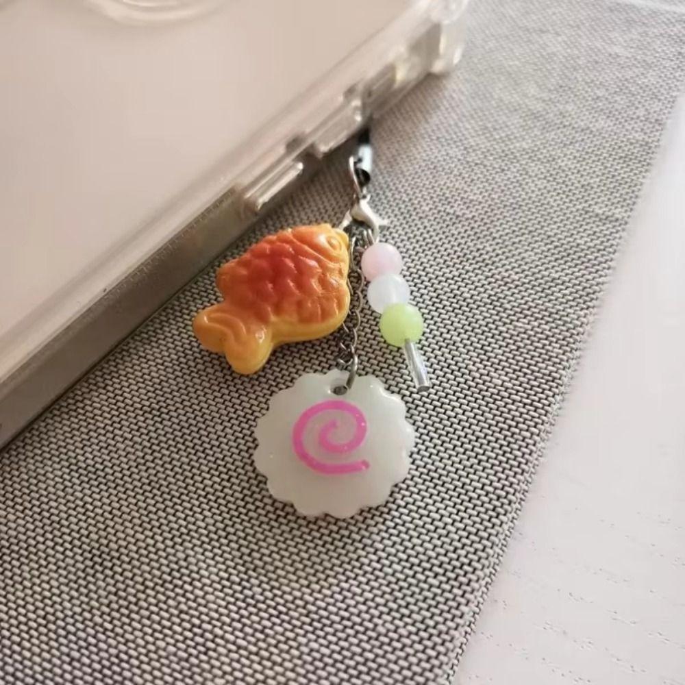 Japanese Fish Cake Keychain Pink Squid Roll Dango Phone Charm Food Taiyaki Pendant Friends Gift