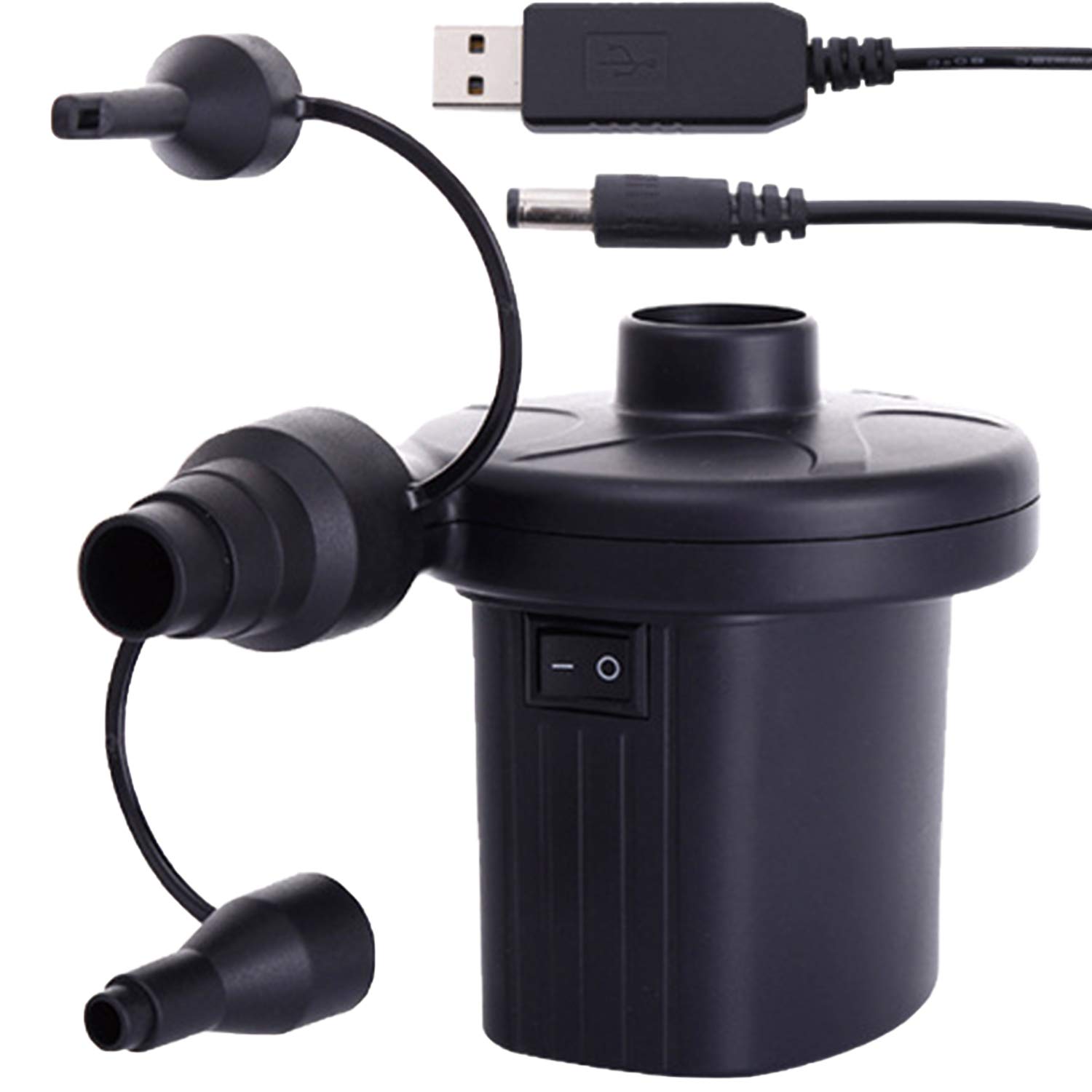 

Электрический воздушный насос Days MRG, перезаряжаемый через USB, электрический надувной насос, 2200 мАч x 2, компактный воздушный насос с насадкой, портативный для кемпинга и пляжа