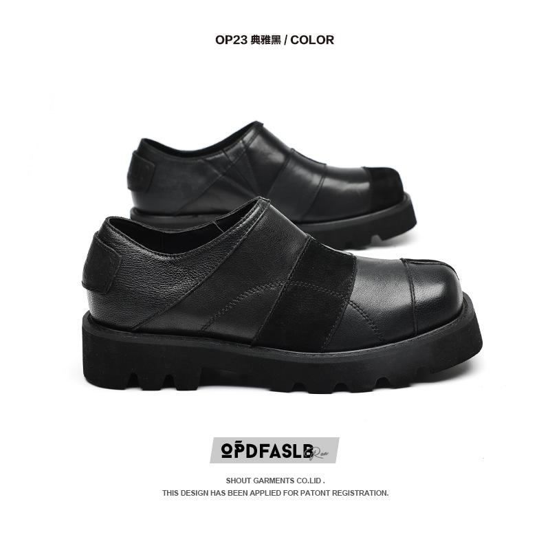 

Мужские кожаные туфли дерби на толстой подошве, нишевый дизайн с прострочкой, ретро туфли-лоферы на одной педали, повседневные кожаные туфли для комбинезона 38 чёрный