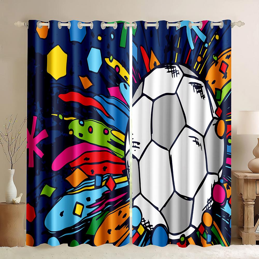 Tende da Finestra con Motivo Serie Calcio Tema Sportivo Tende Sottili Drappeggi Per Soggiorno Camera da Letto Camera dei Ragazzi Decorazione Casa 2023