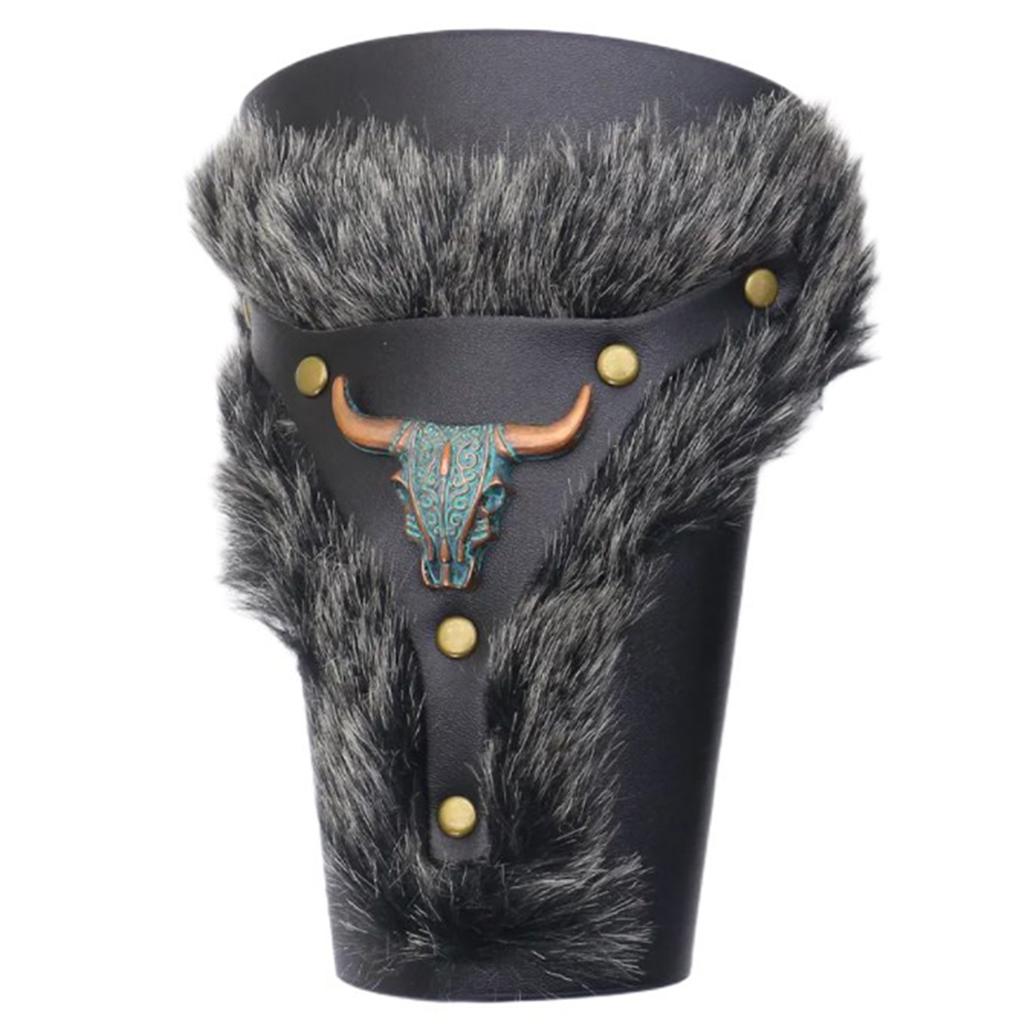 Men Bull Gauntlet Wristband for Parties, Festivals Industrial Age Costume Brown Medieval Cosplay Gauntlet