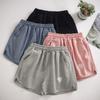 Waffle Sports Casual Shorts Women's Summer Thin Korean Version of The New High Waist Home Straight Cylinder Wide Legs