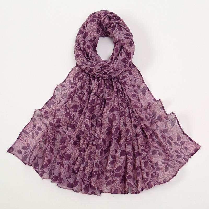 Spring and Summer New Light and Breathable Polyester Scarf Floral Printing Cotton and Linen Feel Travel Shawl