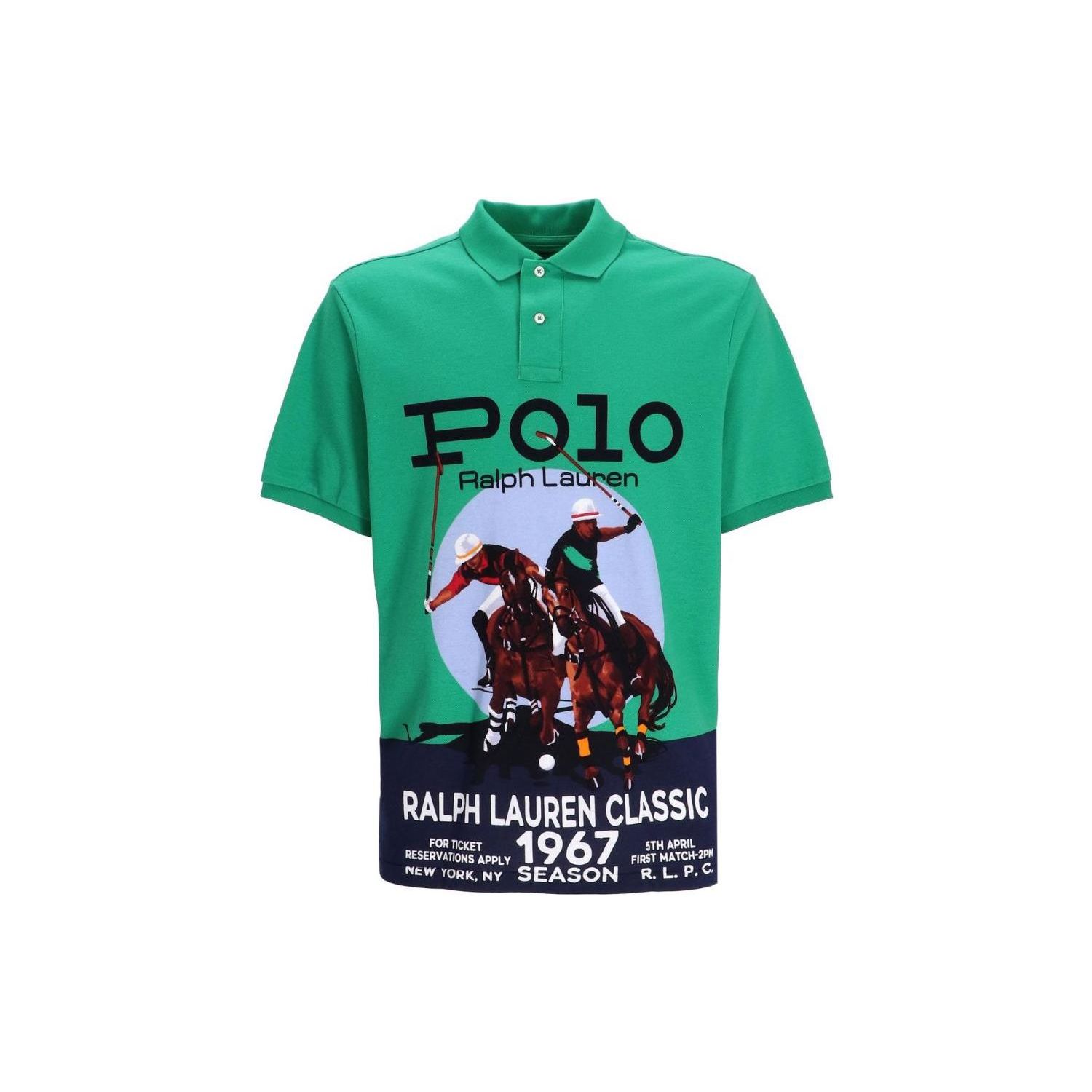 Polo Ralph Lauren SS23 Pattern Printed Casual Short Sleeve Polo Shirt Men tops Green 710880819-001 S