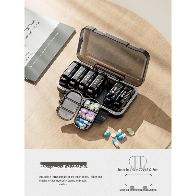 Compact 7-Day Japanese Pill Organizer with Three-Daily Dose Reminder