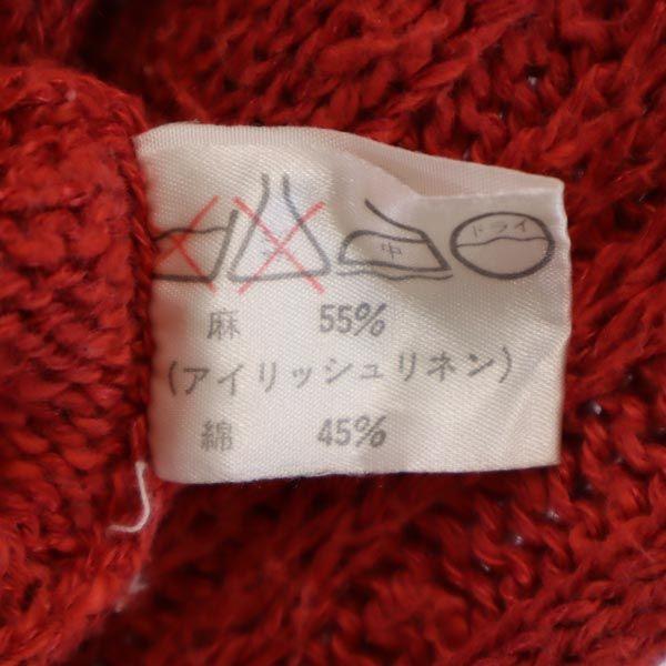 BARACUTA Linen Blend Long sleeve cotton knit L Red series sweater Men's Used