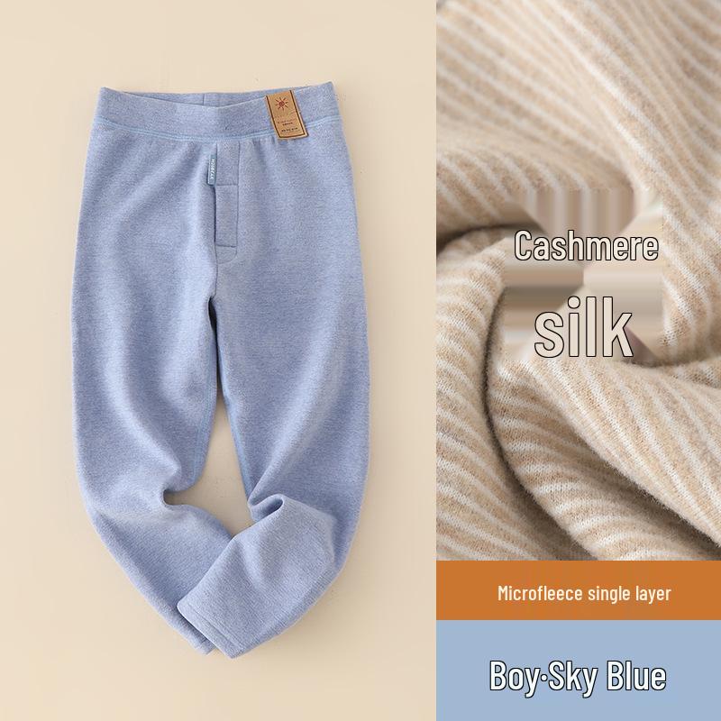 Kinder Kaschmir Seide Fleecegefütterte Winterhose: Warme, hochtaillierte Leggings für Jungen & Mädchen
