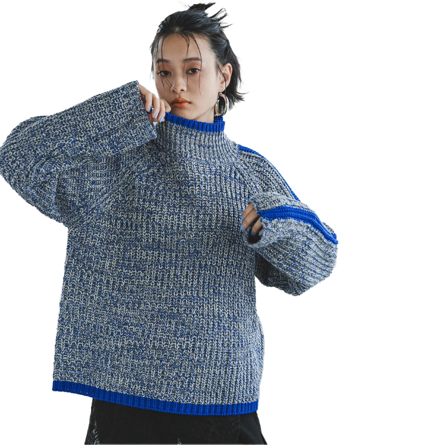 Yumetembo Women s Sleeve Line Colorful Mix Knit 532803 Gray 6840₽