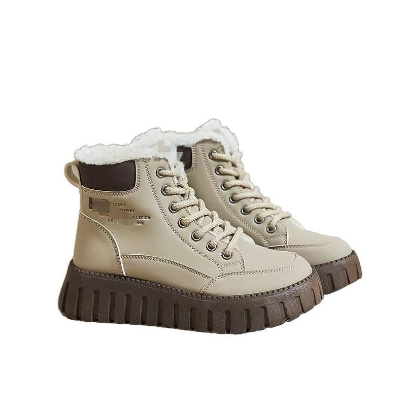 Plush snow boots women's 2025 winter new women's platform plush snow short boots non-slip warm high-top cotton shoes