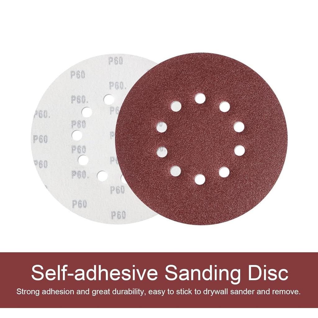 DE Warehouse Free Delivery 225mm Sanding Discs 10 Pcs Hook and Loop 36-240 Grit Sandpaper with 10 Holes for Drywall Sande