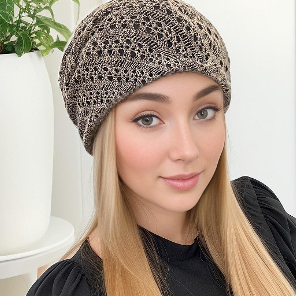 

Fashion hat white hair headgear hollow headscarf suitable for spring and summer travel fashion versatile pattern clear and thorough One Size