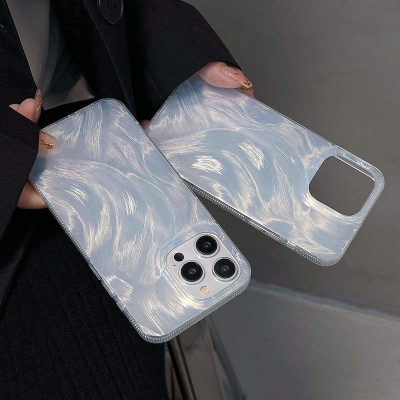 Luxury Silver Shell Pattern Case For iPhone 15 Pro Max 11 12 13 14 Pro Max Shockproof Bumber Soft IMD  Back Cover Coque