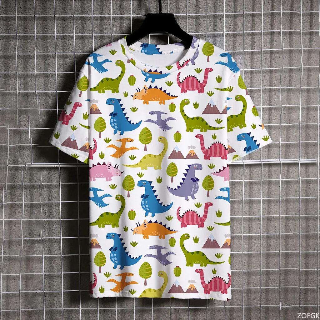 Summer Fashion Dinosaur 3D Print T-Shirts Streetwear Men Casual Oversized O Neck Short Sleeved Plus Size Tees Top Women Clothing