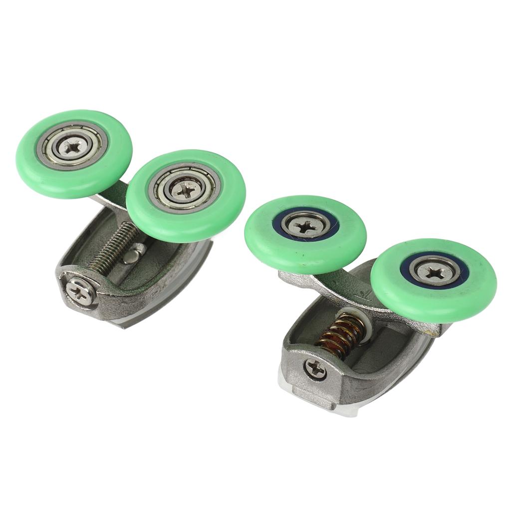 2Pcs Green Roller Wheel Pulley Shower Room Bathroom Upper Bottom Glass Sliding Door Track Roller Pulley