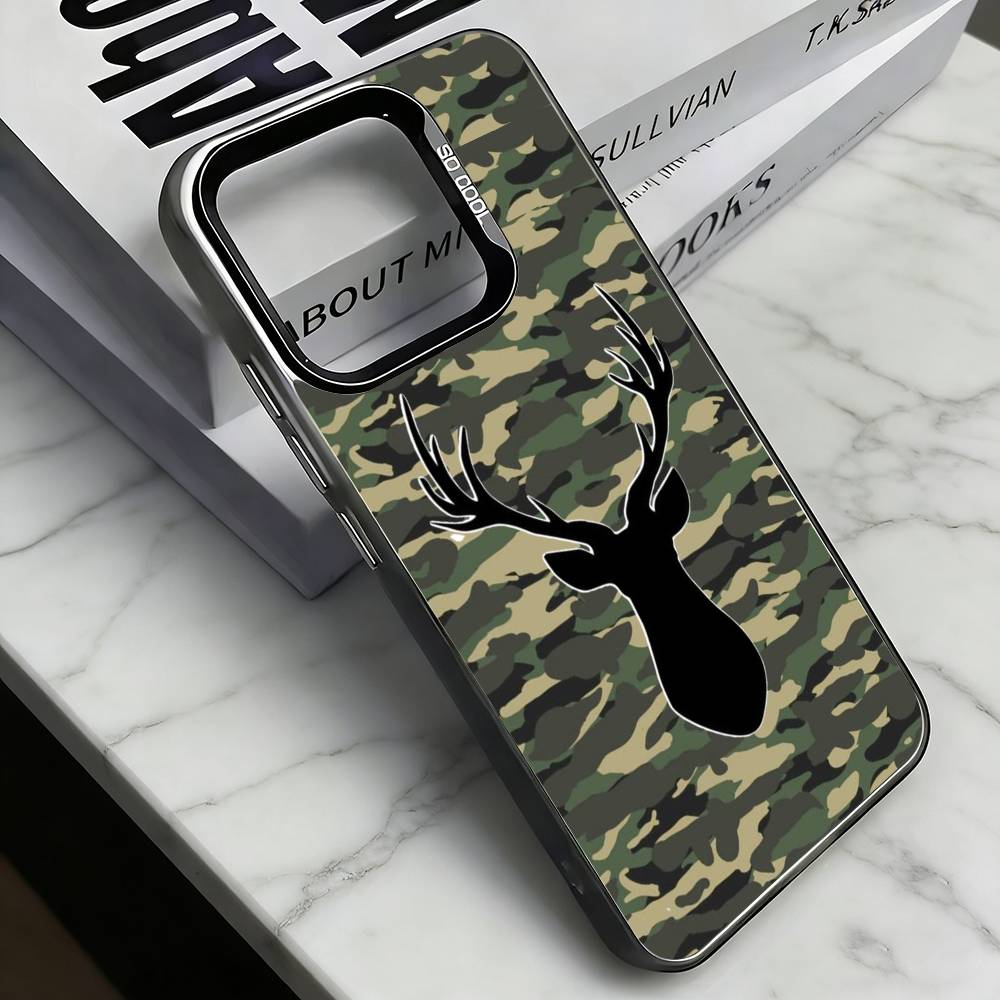 

Deer Hunting Camo Phone Case For iPhone 17,16,15,14,13,12,11 Plus,Pro Max,XS,Colorful Silver Phone case Funda Cover iPhone16e