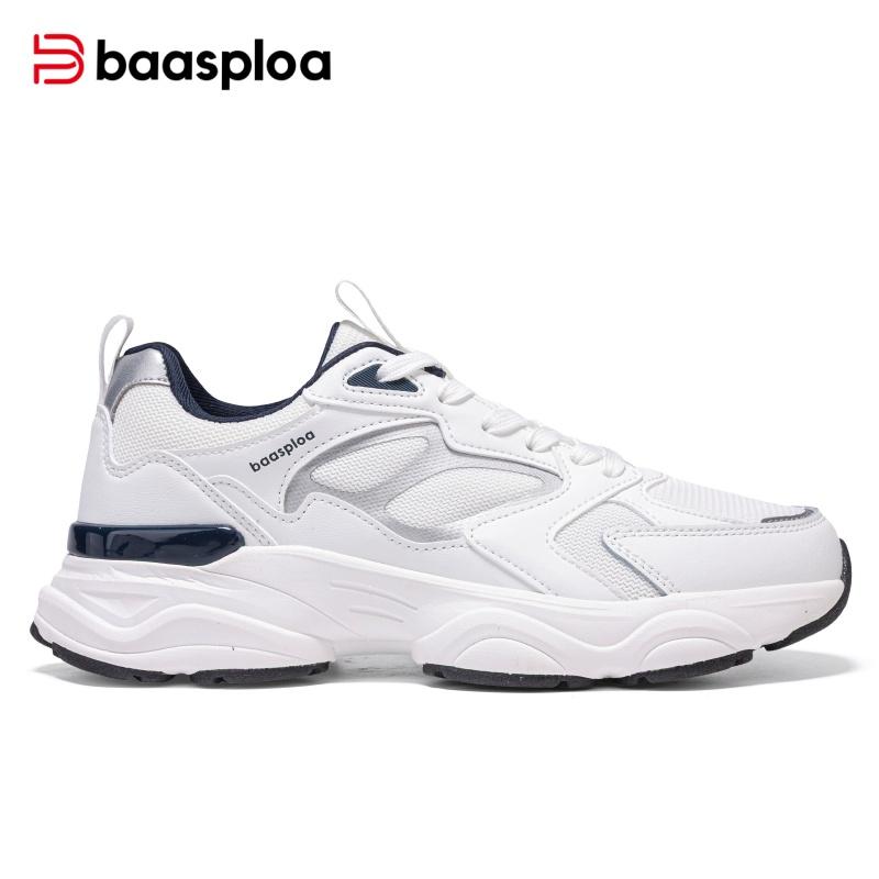 BAASPLOA Damen Sportschuhe mit dicker Sohle, Mesh Laufschuhe, Freizeitschuhe, Wanderschuhe, Studentenschuhe, weiße Schuhe, flache Sportschuhe, Tennisschuhe