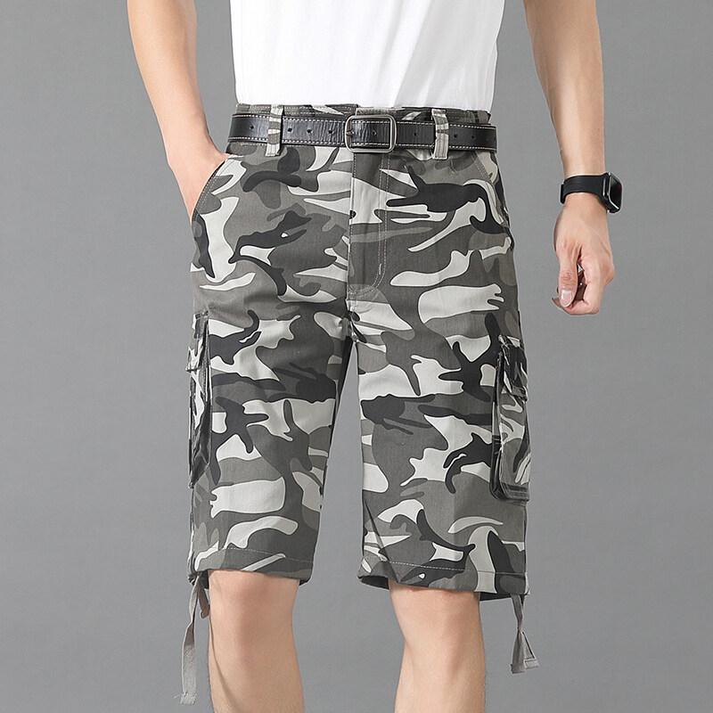 Men's Camouflage Cargo Shorts: Casual Military Style, Multi-Pocket, Wear-Resistant Outdoor Sports Pants.