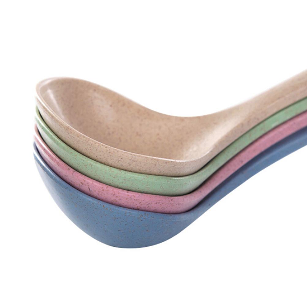 Handle Soup Wheat Straw Ladle Thickened Porridge Spoon Wheat Straw Spoon For Home Kitchen Restaurant Blue