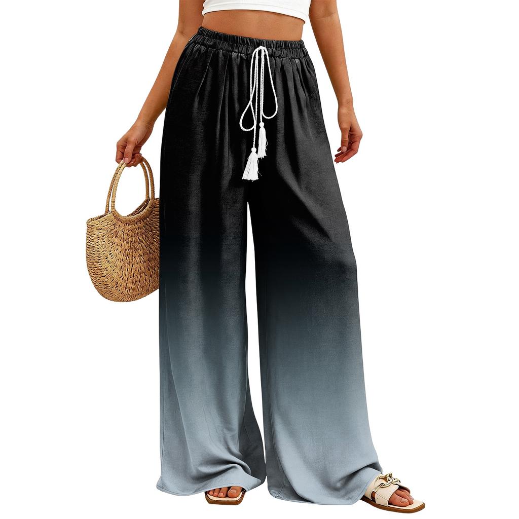 Women's Wide-Leg Casual Flowy Floral Print Pants