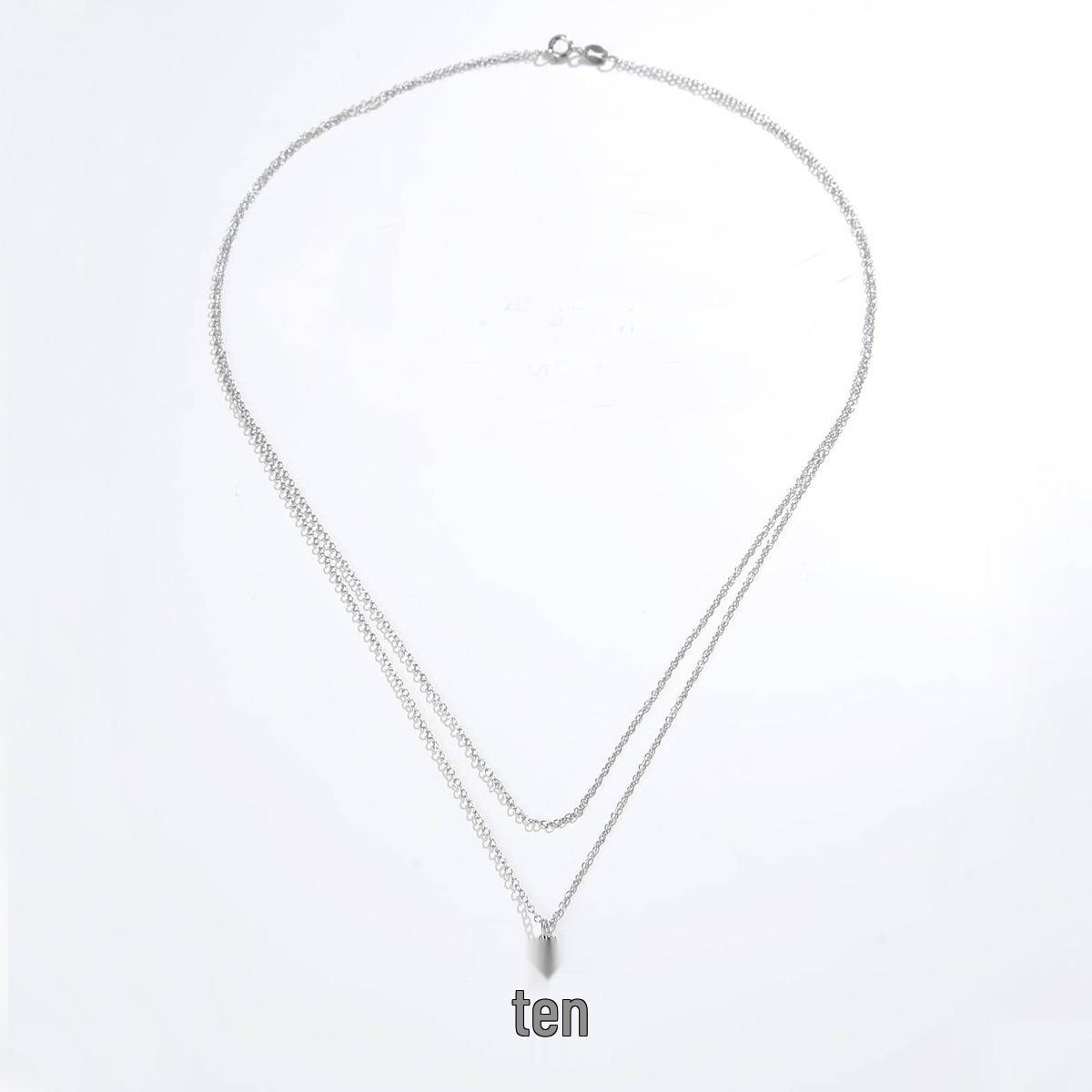 

Ожерелье из стерлингового серебра 925 пробы с двойным слоем и крестом - Простой модный чокер для женщин. серебряный