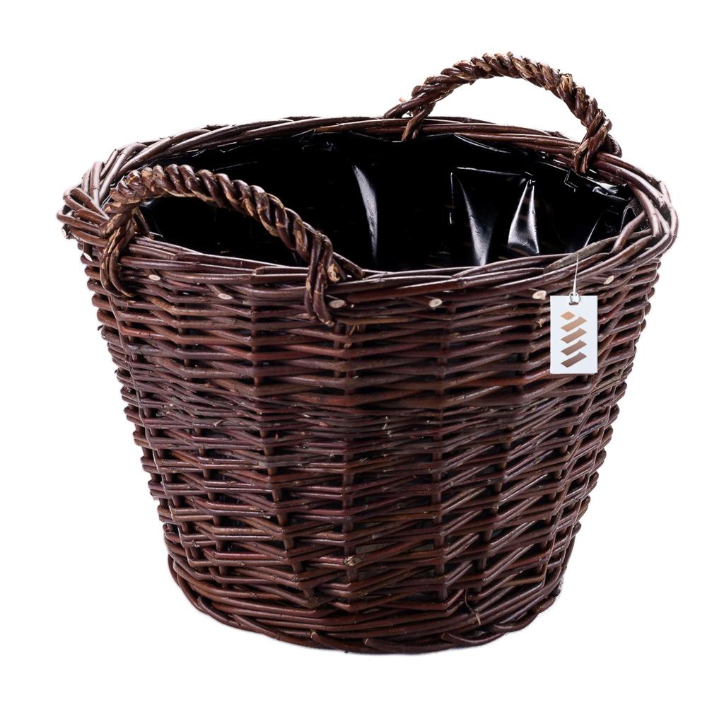 Dark Wicker Farm Basket For Harvesting Fruit, Vegetables, Potatoes, Flower Pot, Balloon, Without Insert