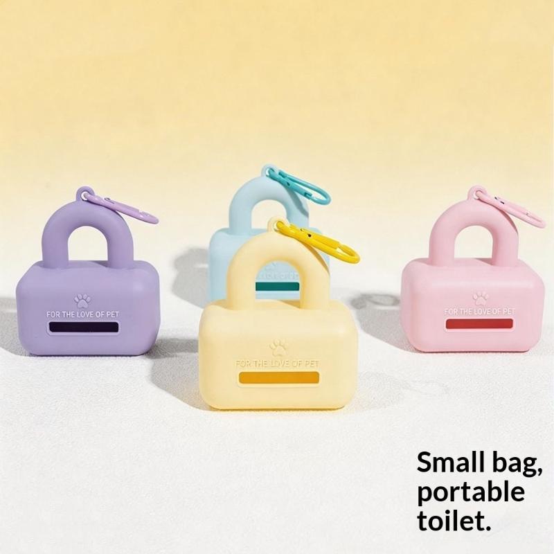 Pet Poop Bag Dispenser Portable Silicone Dog Waste Bag Holder With Carabiner Travel Walks Outdoor Clean Portable Tools Supplies