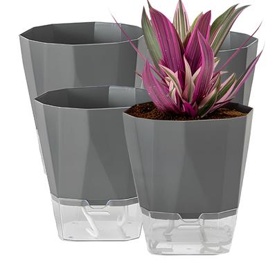 Automatischer Bewässerungspflanzer für Unterbewässerungsset von mit Wasserversorgung geeignet für Innen- und Außenanbau und dunkelgraue Zimmerpflanzen,