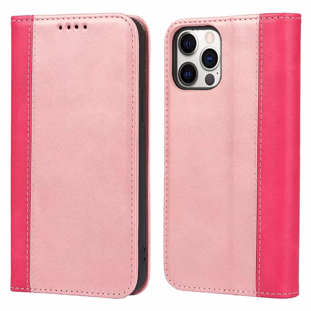 Applicable To iPhone14 Mobile Phone Leather Case, Google 7A Calf Pattern Splicing Contrasting Color Card Wallet Samsung S23