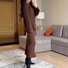 2025 Autumn Women's Knitted Sweater Cardigan and Midi Skirt Set - European & American Fashion