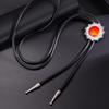 Vintage Sun Shape Gem Stone Bolo Tie Cowboy Costume Accessory for Men and Women Western Braided Cord Necktie Necklace