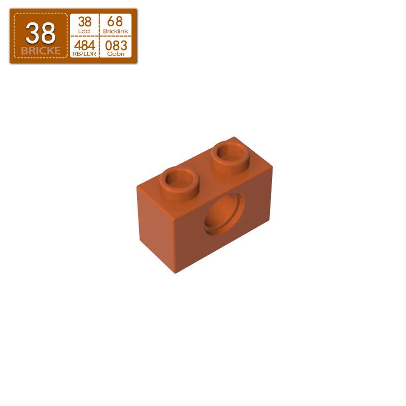 BRICKE 1x2 Brick with Hole - Compatible with Lego, MOC Loose Parts, Small Particle Building Blocks