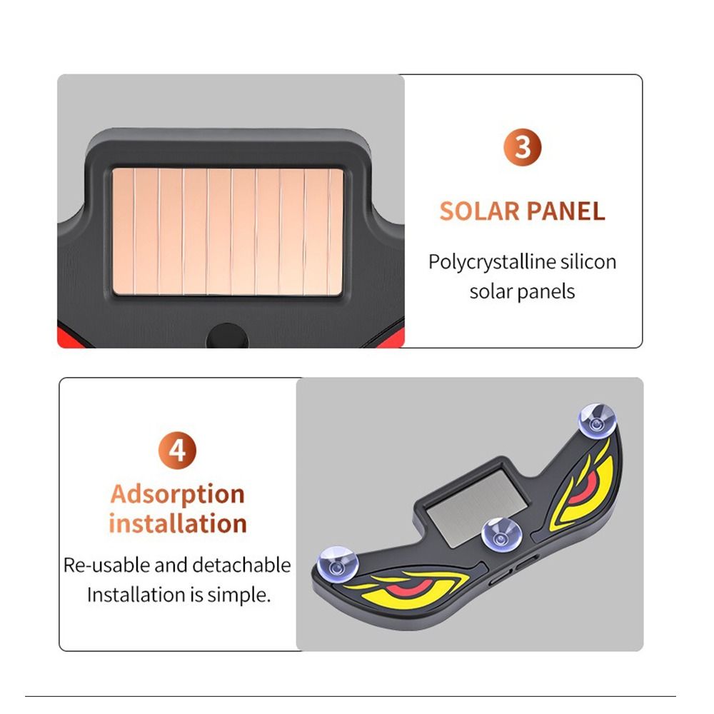 LED Car Neon Light Solar Powered Anti-Rear-End Light Vehicle Signal Lights Car Decoration