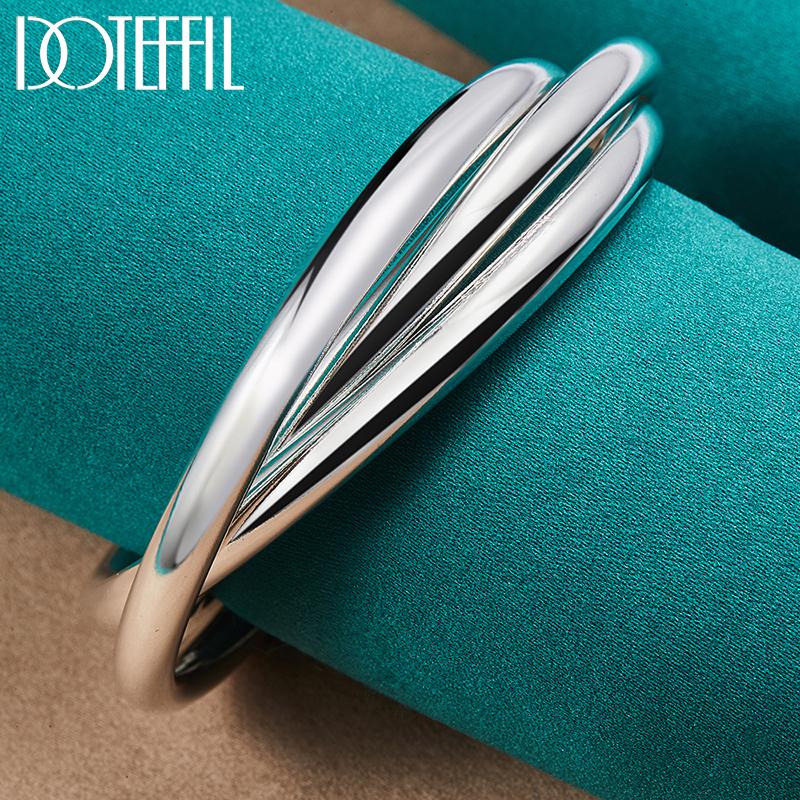 Stříbrný náramek 925 se třemi řádky, hladký, módní šperky