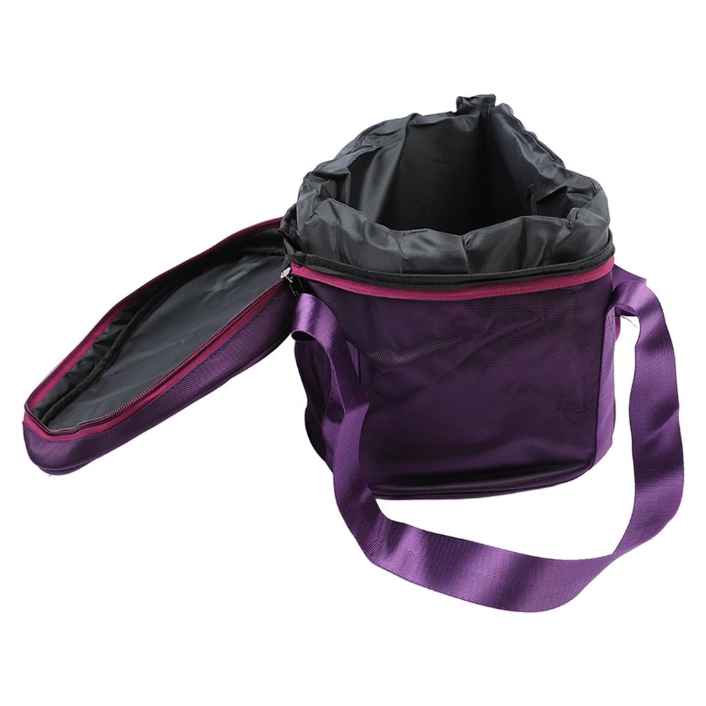 Music Bowl Storage Bag Crystal Singing Bowl Carrying Case with 2 External Pocket Dual Zipper 10in Pure Purple