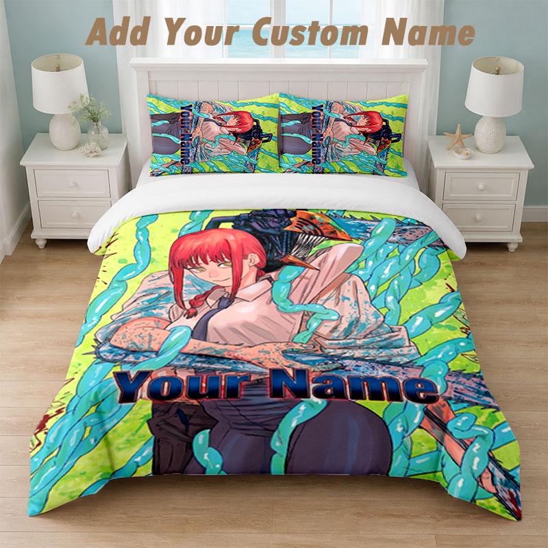 Bedding Set 1 Duvet Cover 2 Pillowcases Chainsaw Man Print Soft Bed Linen Bedroom Decor