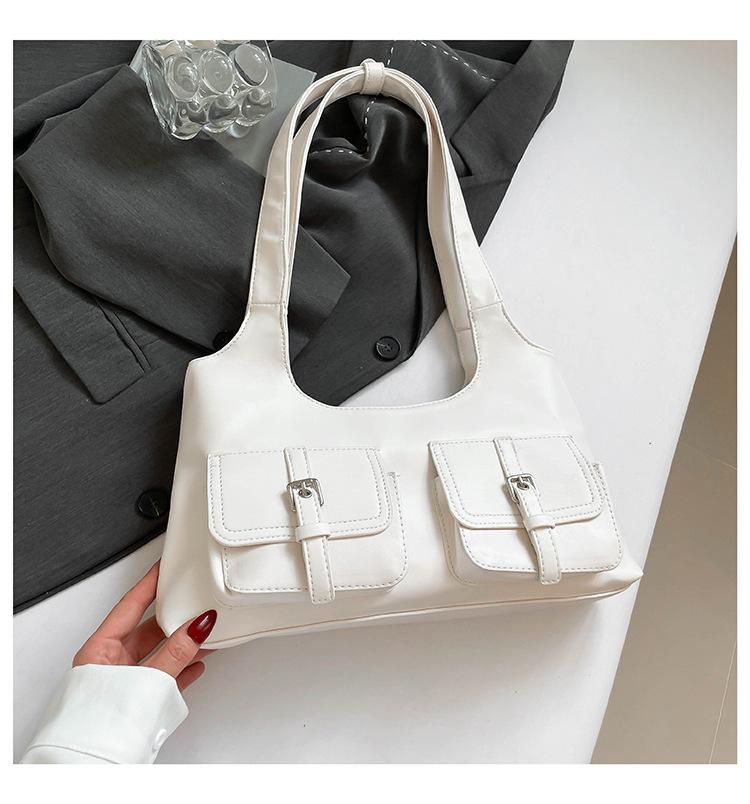 2025 new niche design underarm bag women's fashion shoulder bag personalized double pocket simple fashionable handbag tide