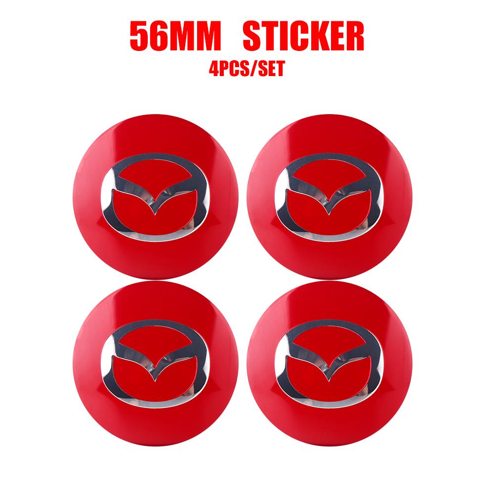 4Pcs Car Styling Tire Center Hub Cap Badge Sticker Accessories For Mazda 2 3 4 5 MS CX5 CX30 CX60 CX9 MX3 MX5 Axela Demio Atenza