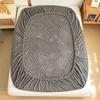3D Embossed Velvet Bed Cover Thick Warm Plush Fitted Bed Sheet Non-Slip Elastic Mattress Cover Breathable, noiseless mattress cover,
