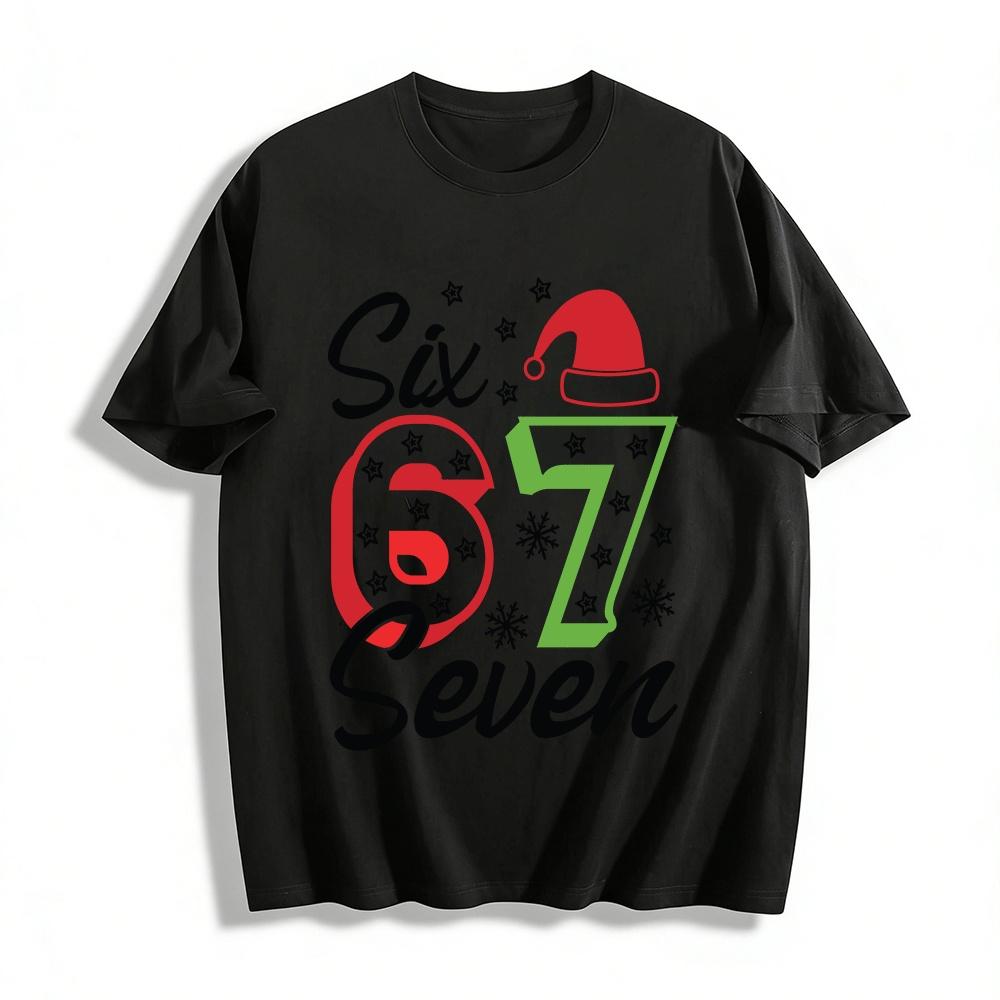 Christmas Number 67 Print Casual Holiday Top Pure cotton T-shirt XXS