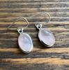 Solid 925 Sterling Silver Rose Quartz Oval Gemstone Earrings Handmade Dangle Earrings Mom Gift