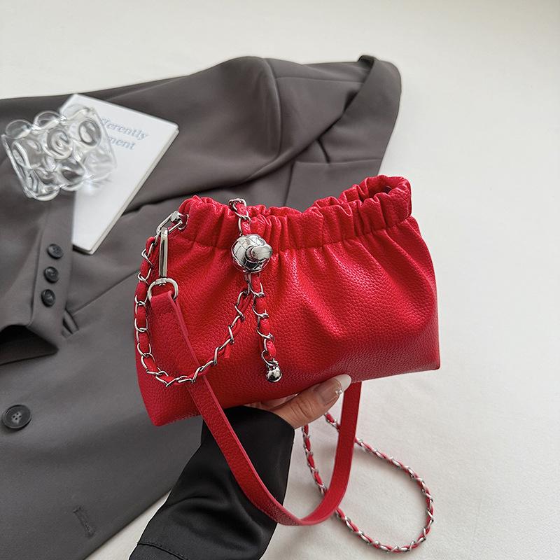 Einfache einfarbige Mode plissierte One-Shoulder Umhängetasche Sommer neu ausländischer Stil lässige Tasche