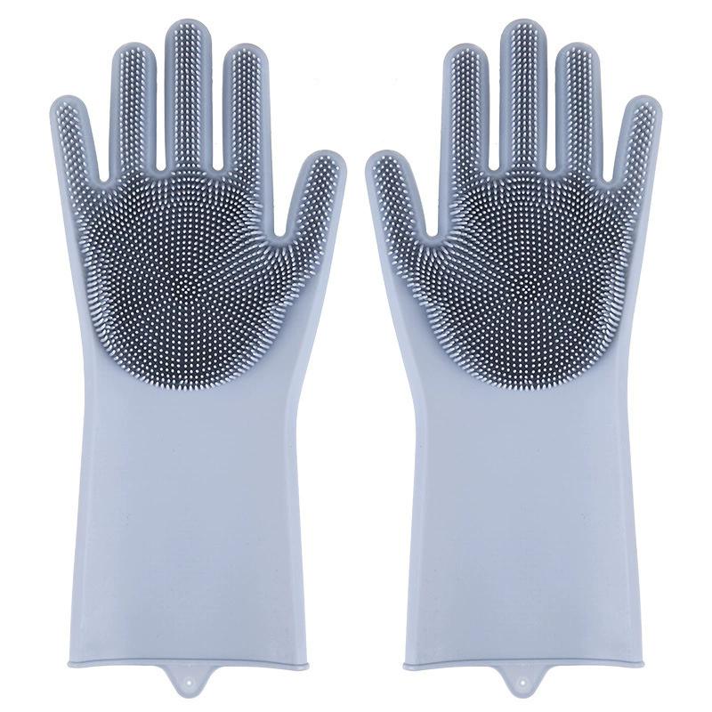 

Перчатки для мытья посуды, волшебные силиконовые резиновые перчатки для мытья посуды для дома, губка, скребок, кухонные инструменты для чистки серый