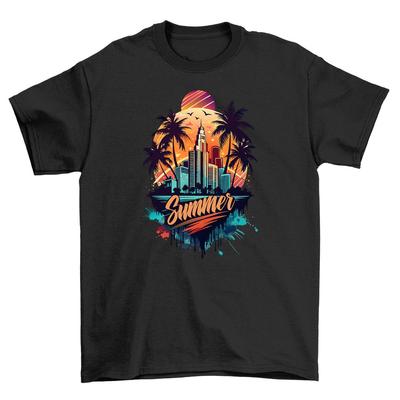 Summer_87 City Skyline Vibes - Funny T-shirt, 100% Cotton, Unisex Printed Design