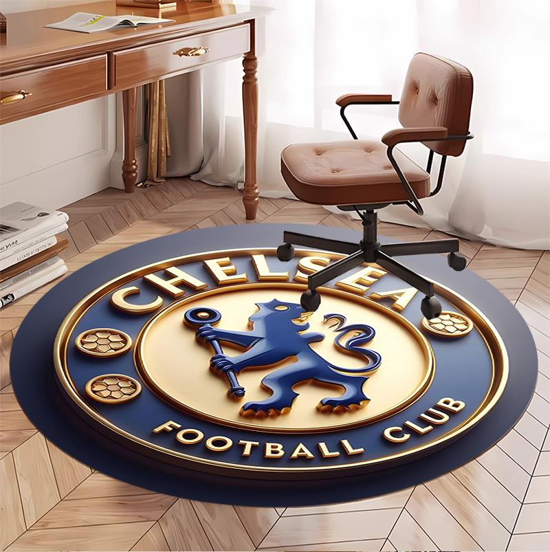 Chelsea F.C Pattern Round Rug, Indoor/Outdoor Mat, for Picnic, Gameroom, Bedroom, Office, Living Room, Home Decor Carpet, Birthday Gift