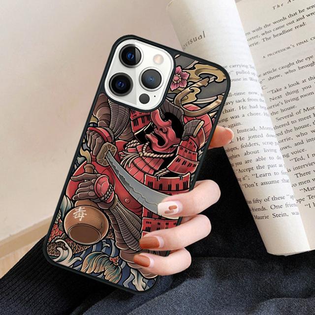 Japanese Oni Hannya Demon Mask cool Phone Case Back Cover for iPhone 17 Air 16 15 14 13 11 12 Pro Max Plus Coque